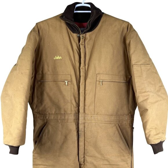 Wear Guard VTG Mens L Short 70s Canvas Pockets Quilted Coveralls Zip Work Wear - Picture 3 of 16